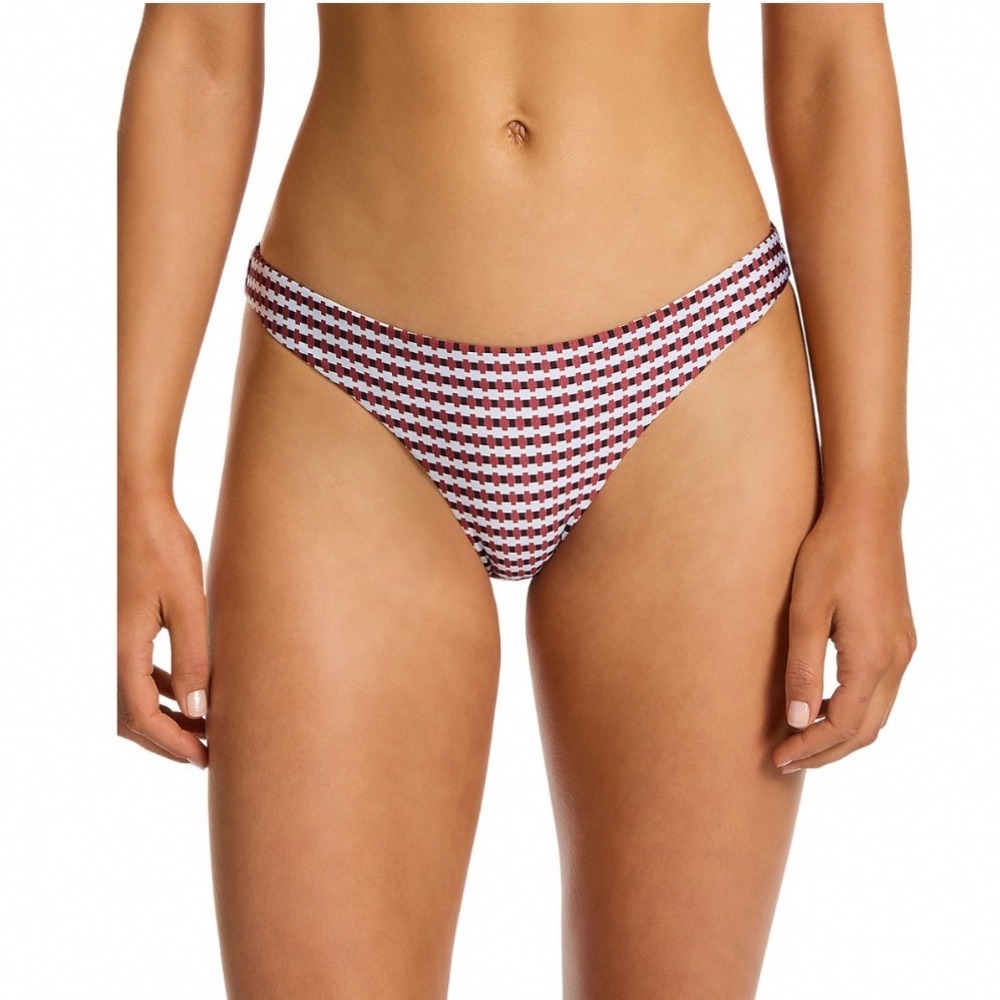 JETS Australia Hipster Bikini Bottom Ruby Red Geometric Print Low Rise Size 8 US